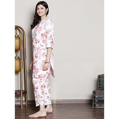 Spring Soul Floral Printed White Co-Ord (Set of 2)