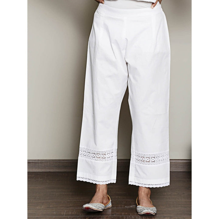 Spring Soul Cotton Satin Pant with Lace Detailing