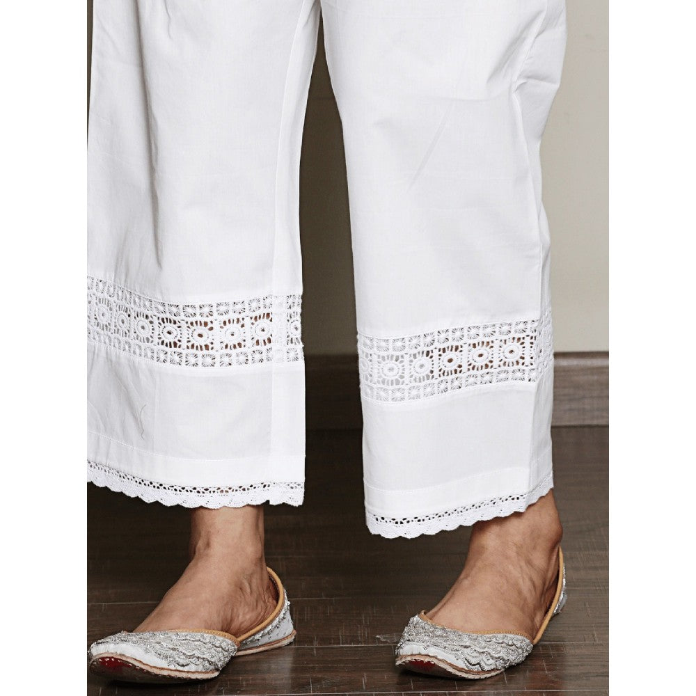 Spring Soul Cotton Satin Pant with Lace Detailing