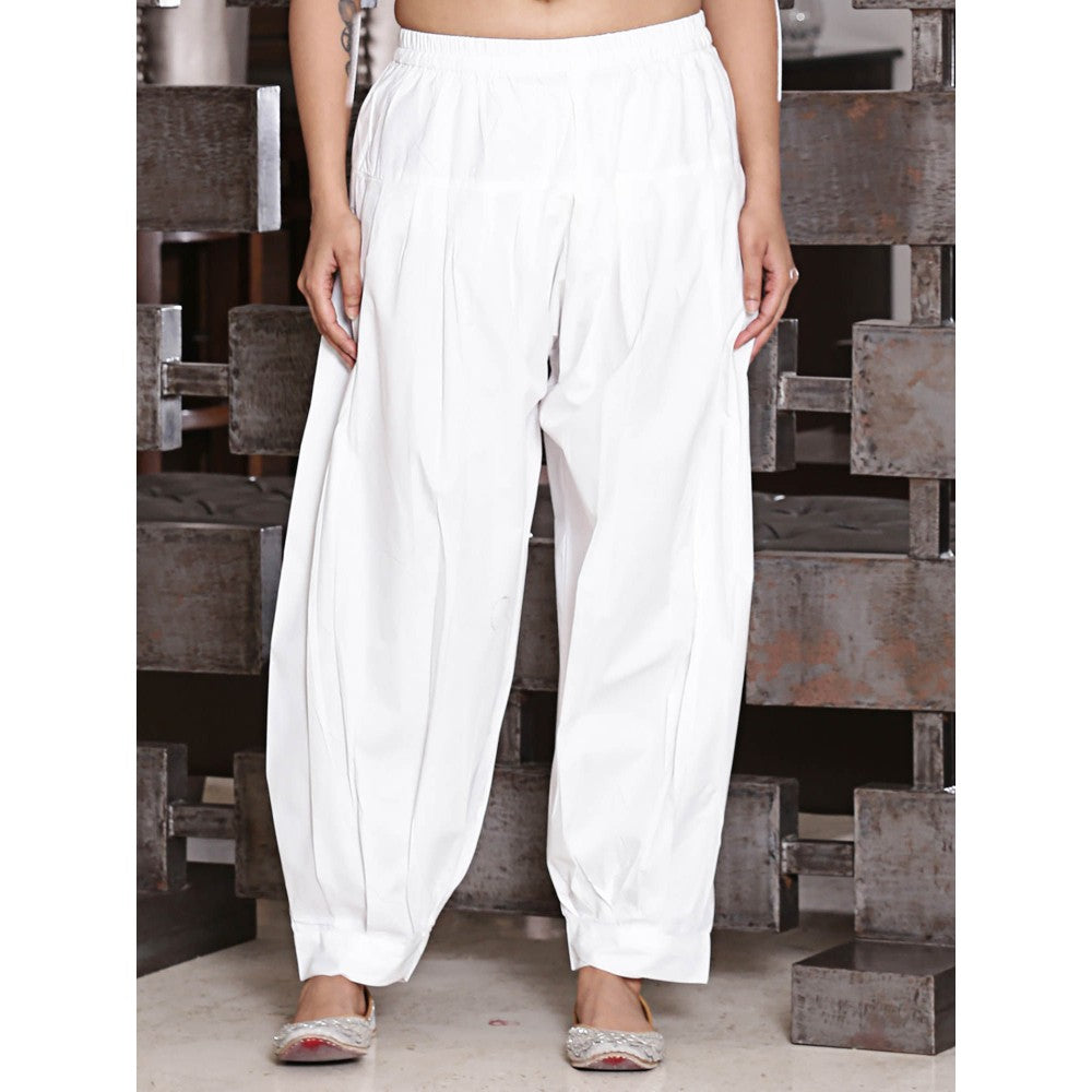 Spring Soul White Pleated Afghani Salwar