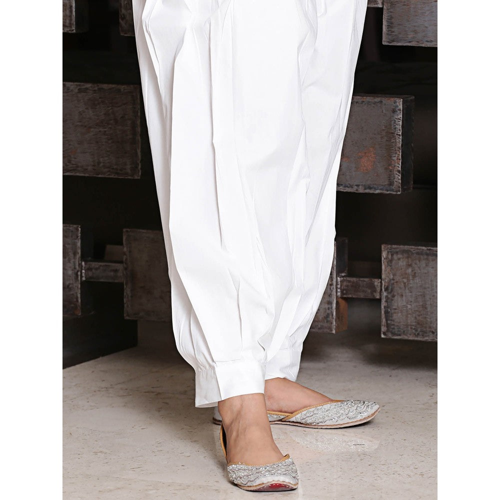 Spring Soul White Pleated Afghani Salwar