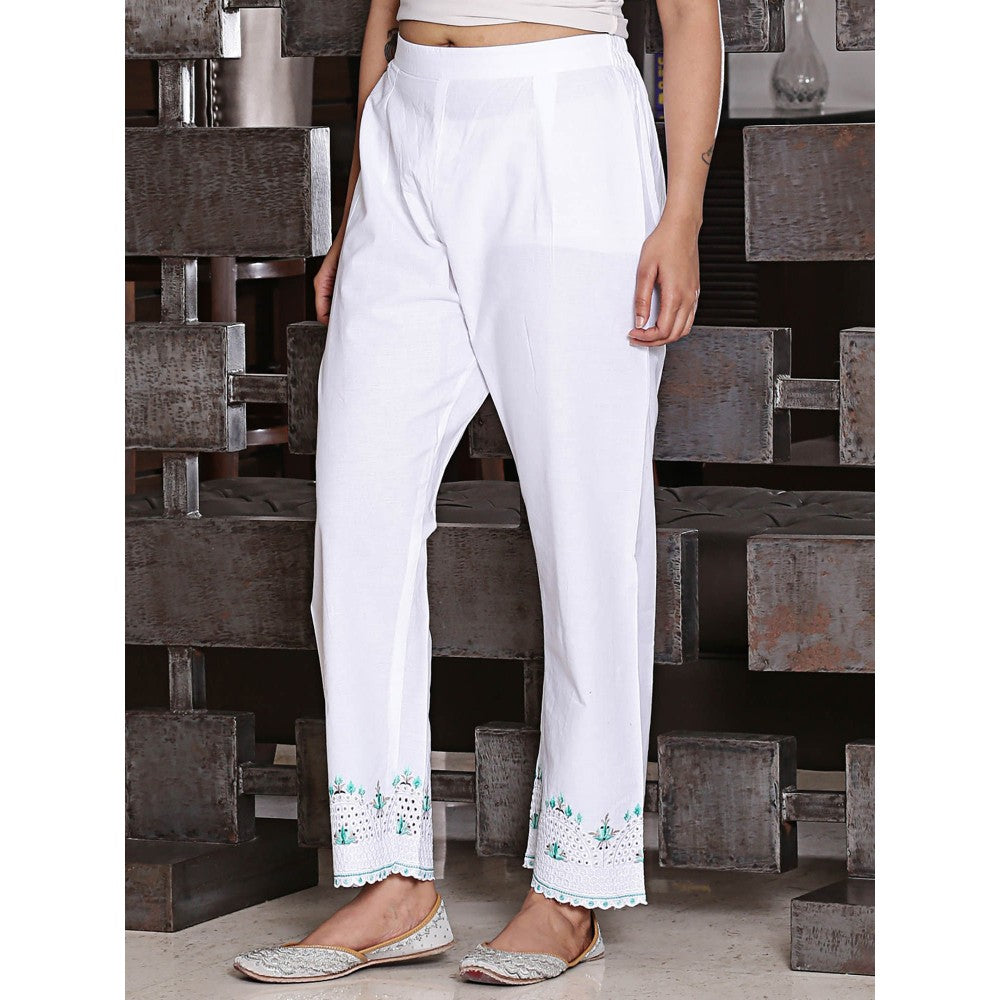 Spring Soul Cotton Scallop Embroidered Pant