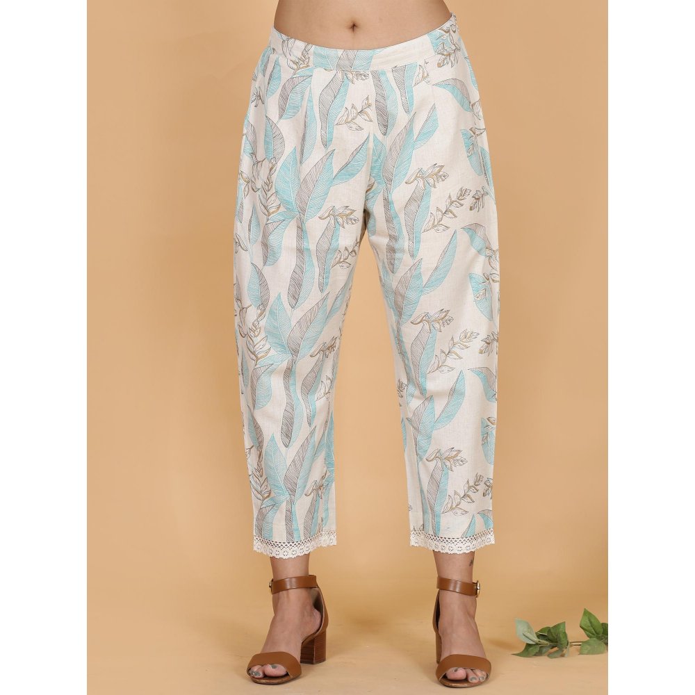 Spring Soul Blue Leaves Printed A-Line Co-Ord (Set of 2)