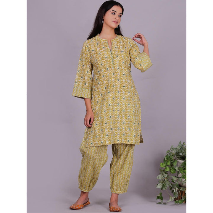 Spring Soul Yellow Ikat Kurta with Zig-Zag Salwar (Set of 2)