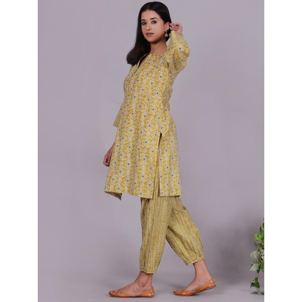 Spring Soul Yellow Ikat Kurta with Zig-Zag Salwar (Set of 2)