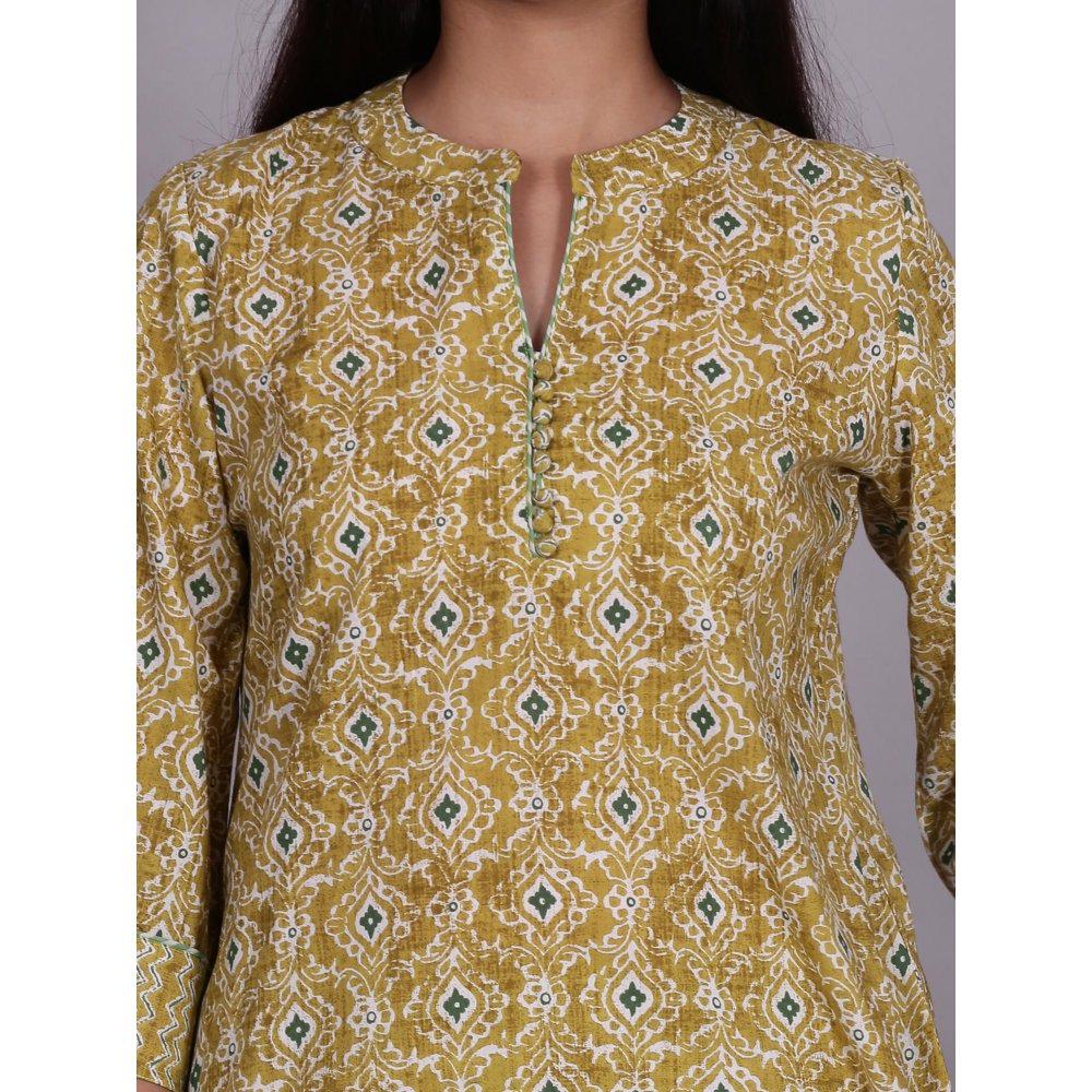 Spring Soul Yellow Ikat Kurta with Zig-Zag Salwar (Set of 2)