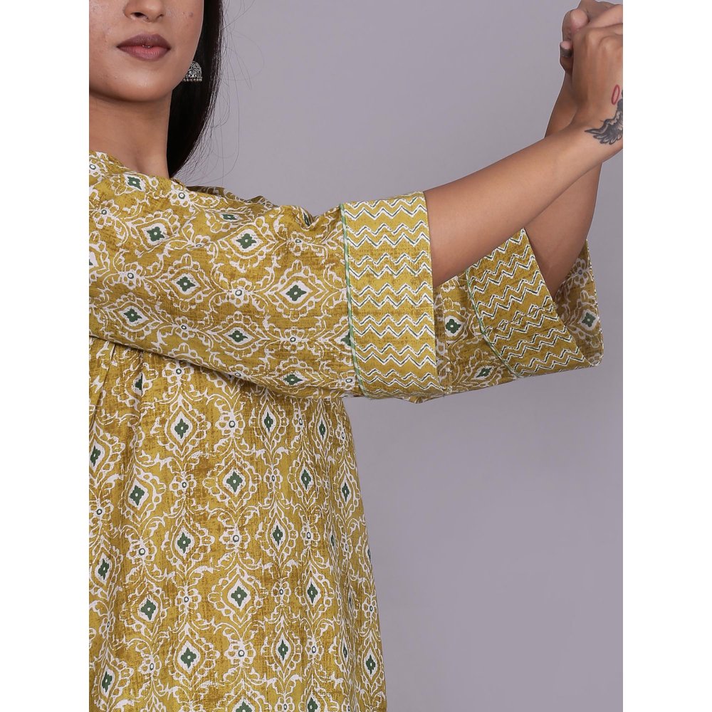 Spring Soul Yellow Ikat Kurta with Zig-Zag Salwar (Set of 2)