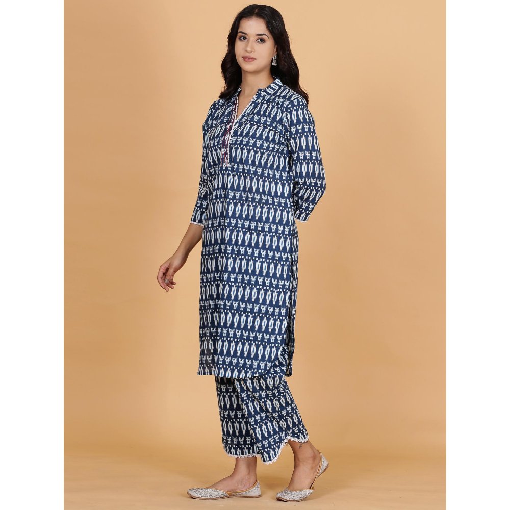 Spring Soul Navy Blue Ikat Co-Ord (Set of 2)