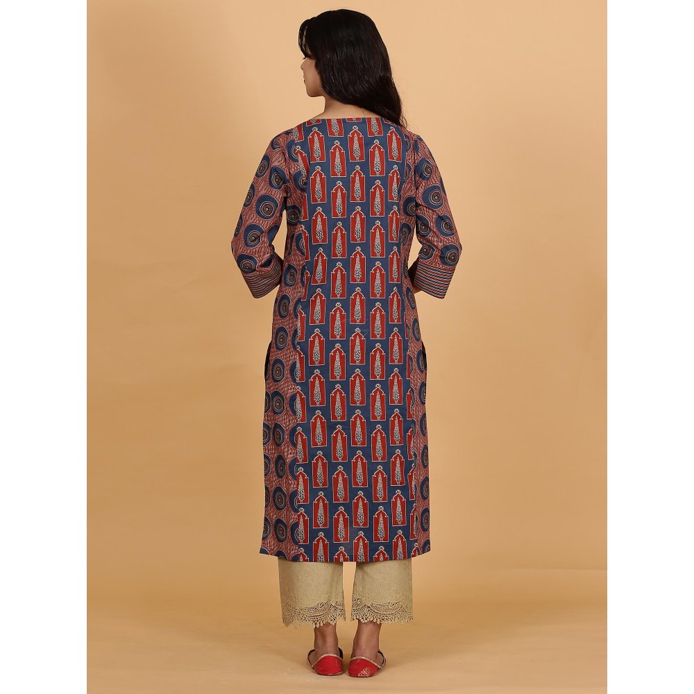 Multi-Color Printed Cotton Kurta With Pant and Dupatta (Set of 3)