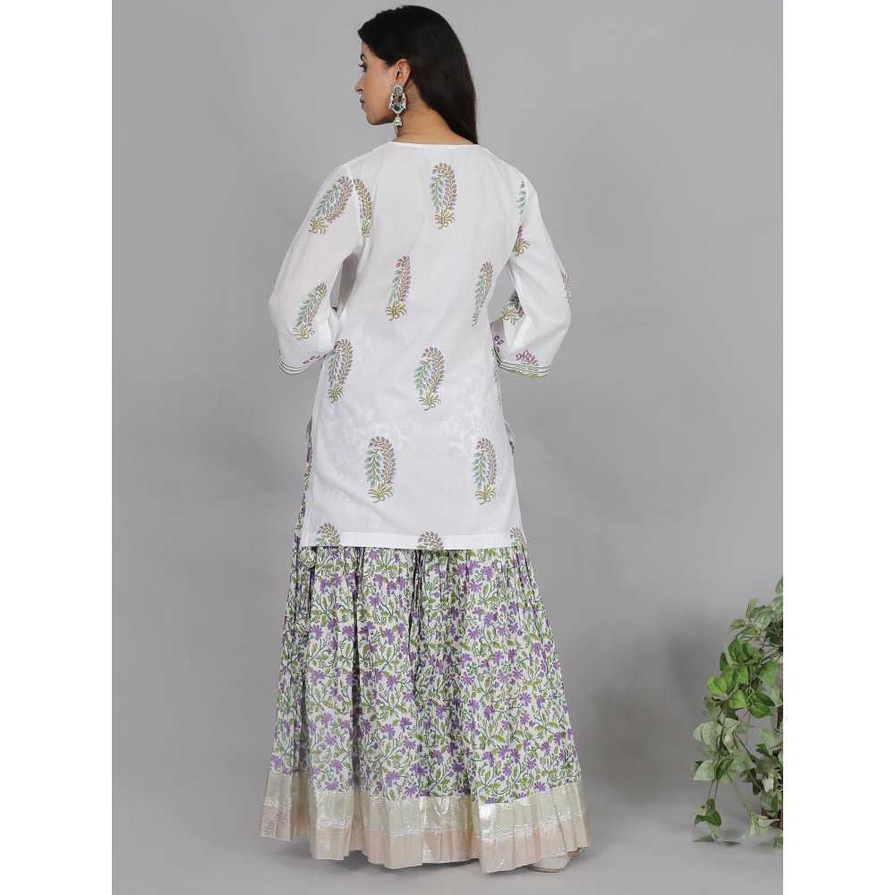 Spring Soul Multi-Color Printed Sharara with Kurti and Dupatta (Set of 3)