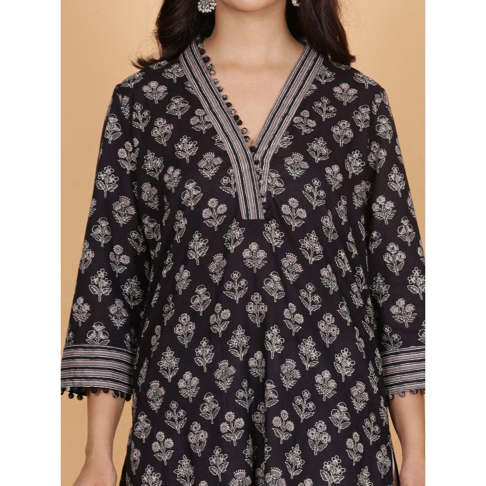 Spring Soul Black Printed Kurta