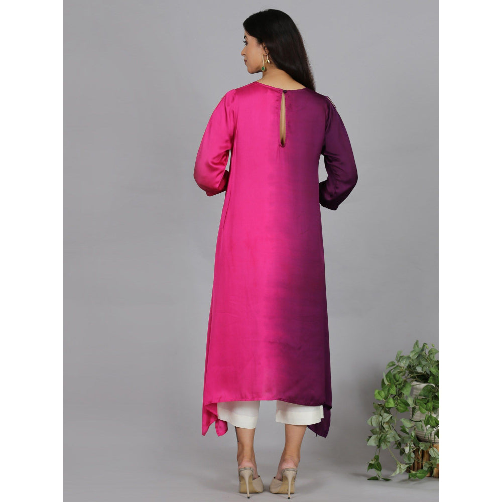 Spring Soul Pink Ombre Modal Asymmetric Kurta