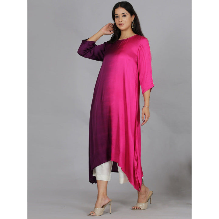 Spring Soul Pink Ombre Modal Asymmetric Kurta