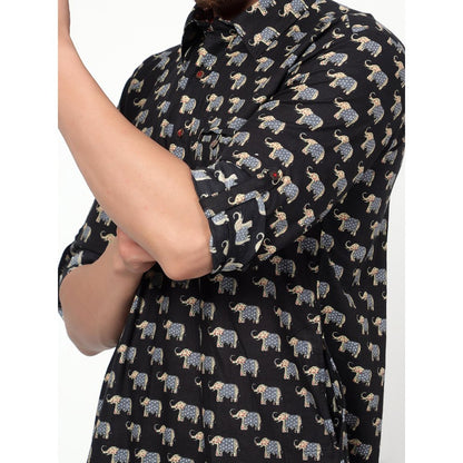 Spring Soul Men's Black Block Printed Kurta