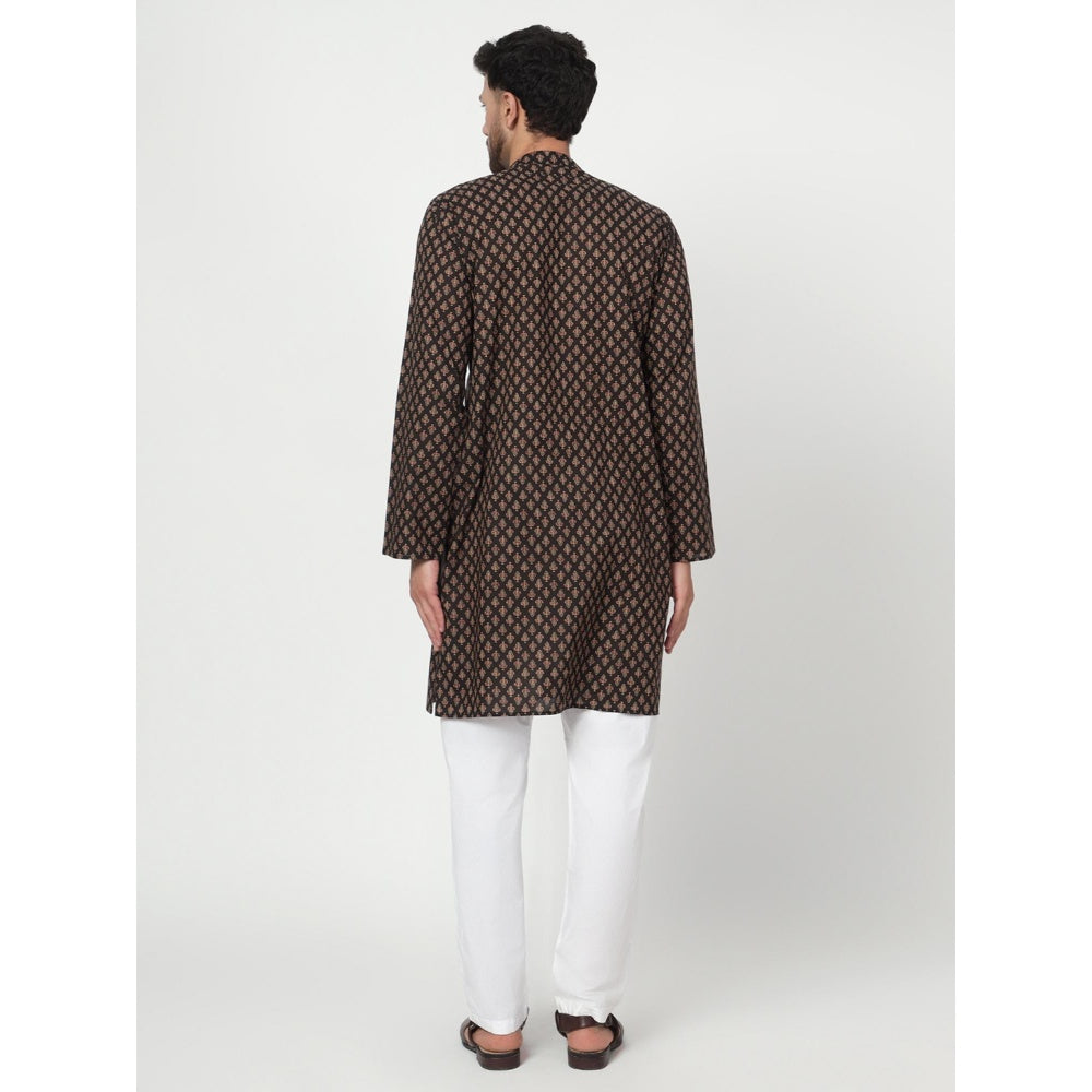 Spring Soul Men's Black Block Printed Kurta