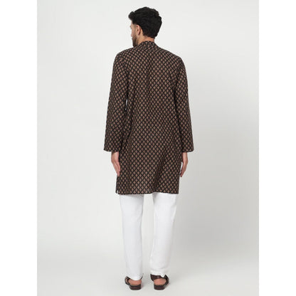 Spring Soul Men's Black Block Printed Kurta