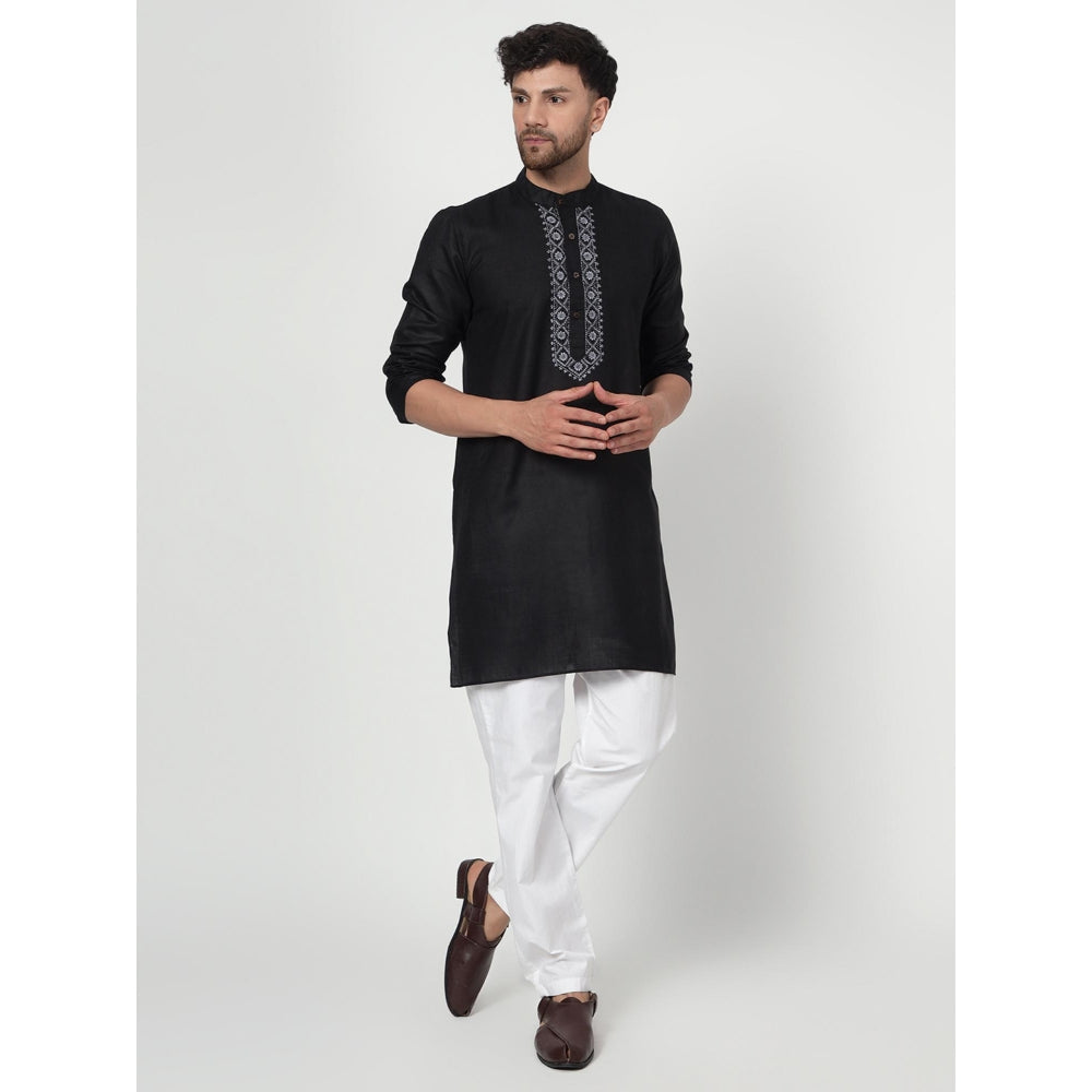 Spring Soul Men's Black Band Collar Kurta