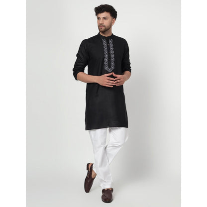Spring Soul Men's Black Band Collar Kurta