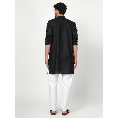 Spring Soul Men's Black Band Collar Kurta