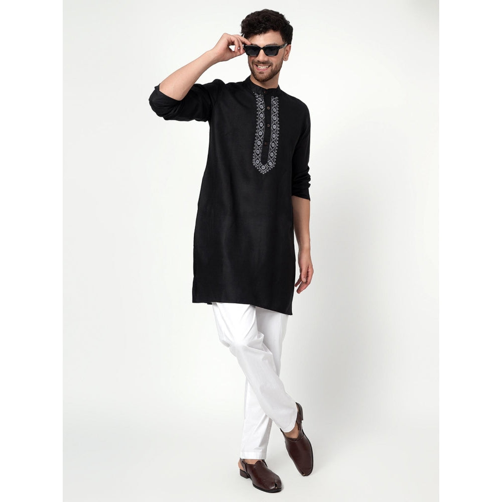 Spring Soul Men's Black Band Collar Kurta