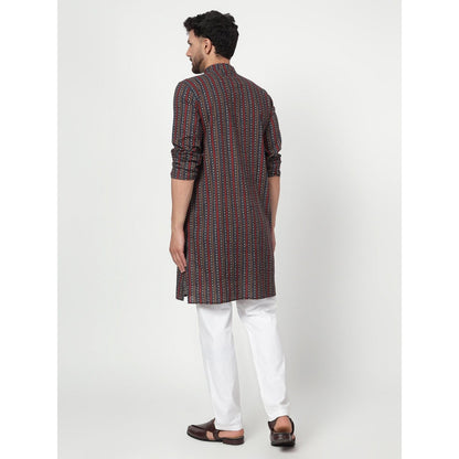 Spring Soul Men's Maroon Band Collar Kurta