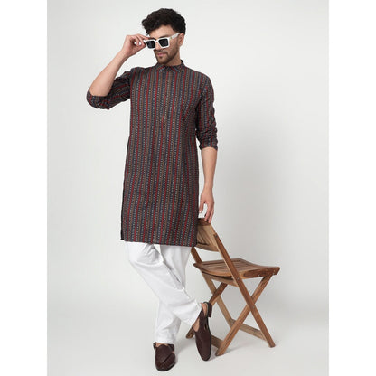 Spring Soul Men's Maroon Band Collar Kurta