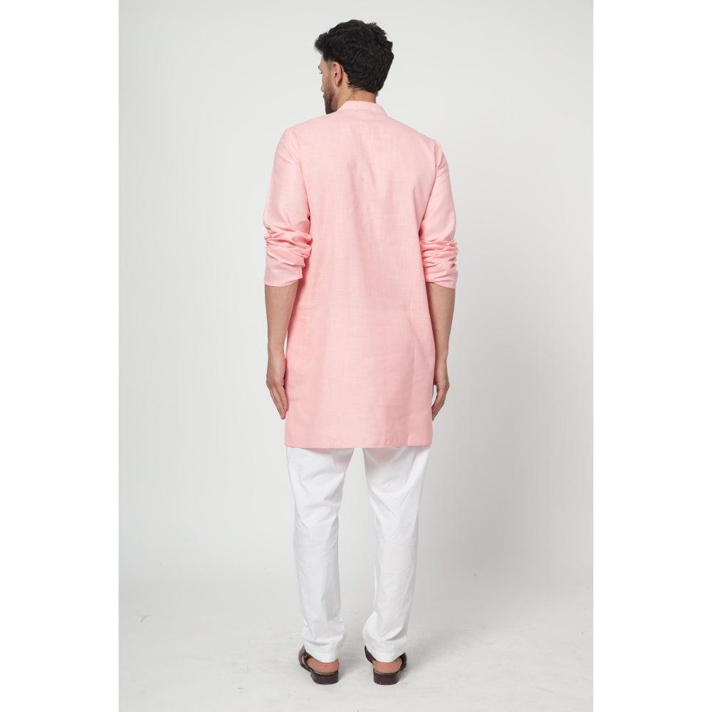 Spring Soul Men's Pink Band Collar Kurta