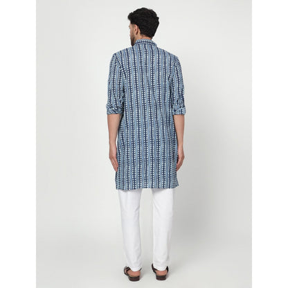 Spring Soul Men's Blue Printed Kurta