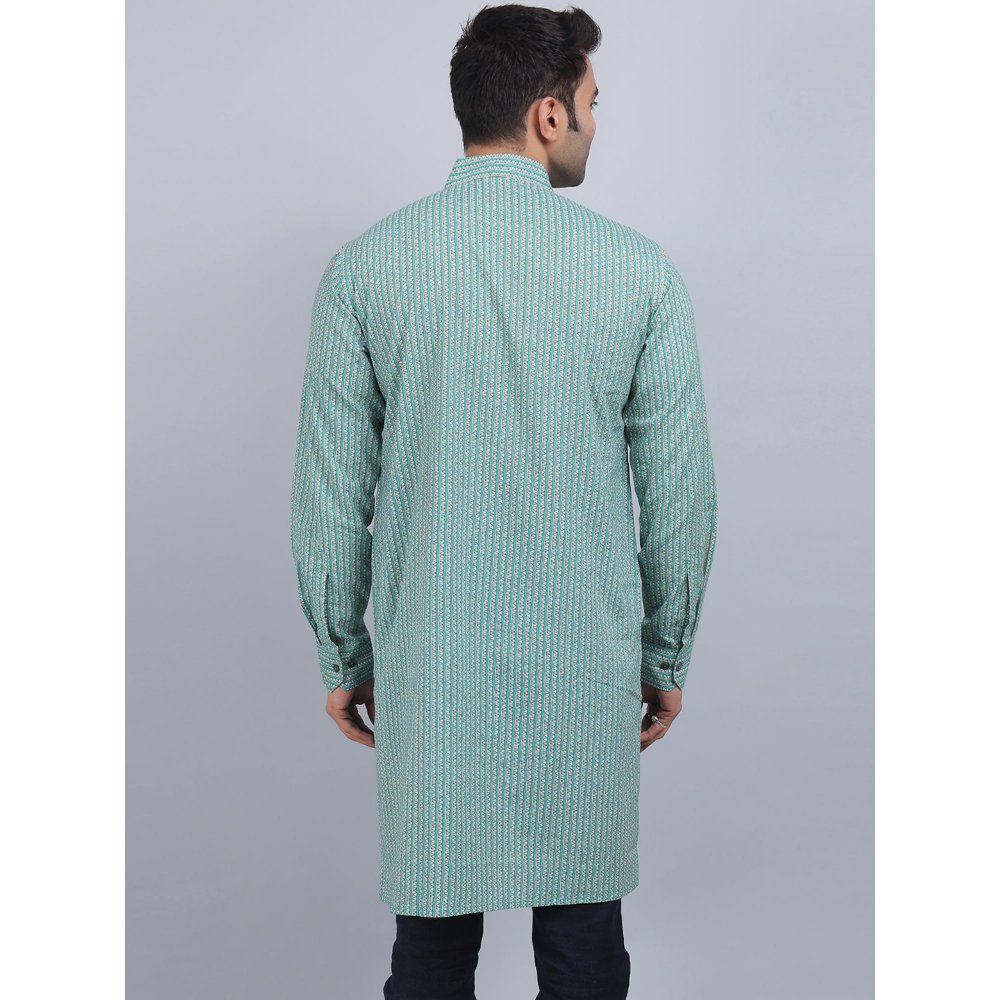 Spring Soul Green Shirt Collar Kurta In Comfort Fit