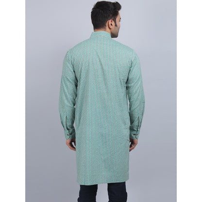 Spring Soul Green Shirt Collar Kurta In Comfort Fit