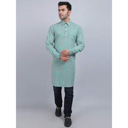 Spring Soul Green Shirt Collar Kurta In Comfort Fit