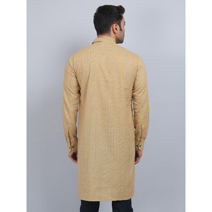 Spring Soul Yellow Shirt Collar Kurta In Comfort Fit