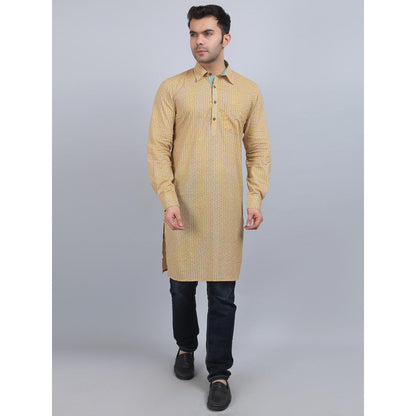 Spring Soul Yellow Shirt Collar Kurta In Comfort Fit