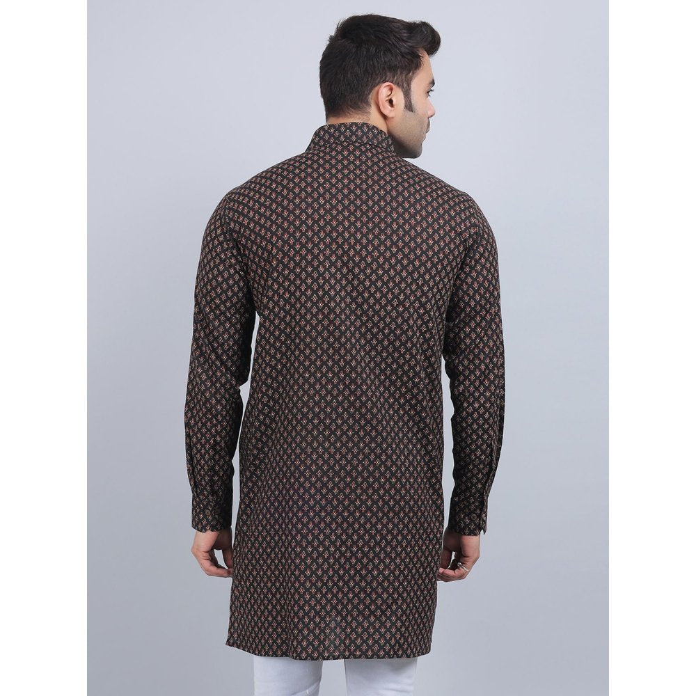 Spring Soul Brown Full-Sleeves Shirt Collar Kurta In Comfort Fit
