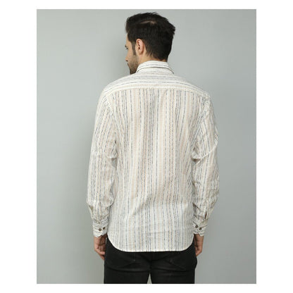 Spring Soul Cotton Printed Full Sleeves Shirt White