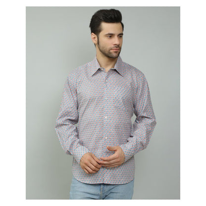 Spring Soul Cotton Printed Full Sleeves Shirt Blue