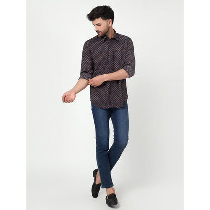 Spring Soul Cotton Printed Full Sleeves Shirt Navy Blue