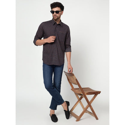Spring Soul Cotton Printed Full Sleeves Shirt Navy Blue