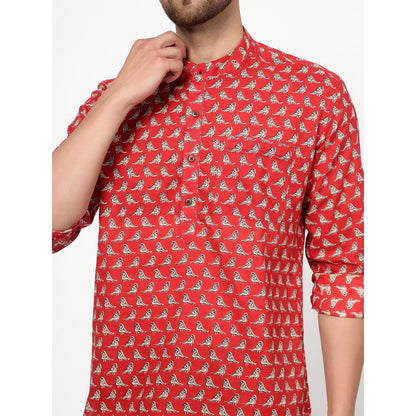 Spring Soul Cotton Printed Full Sleeves Shirt Red