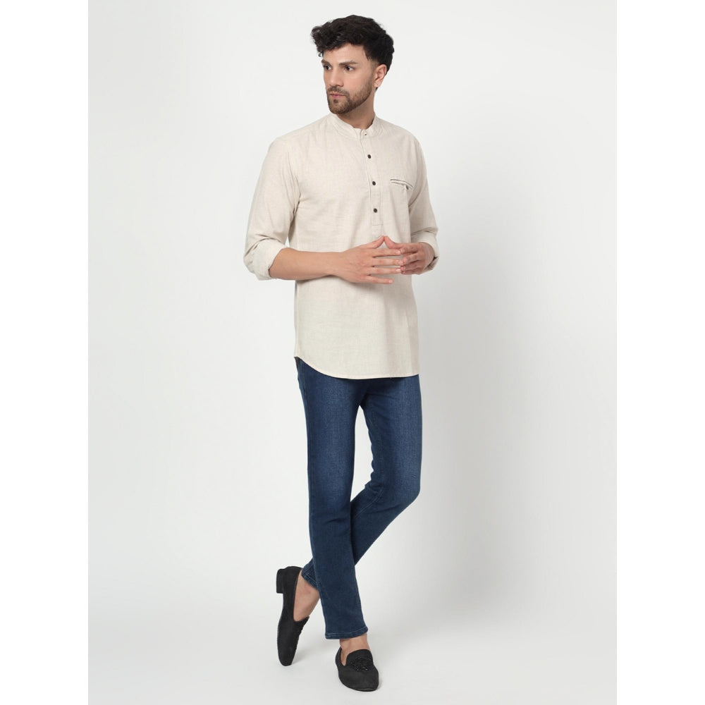 Spring Soul Cotton Linen Full Sleeves Shirt Beige