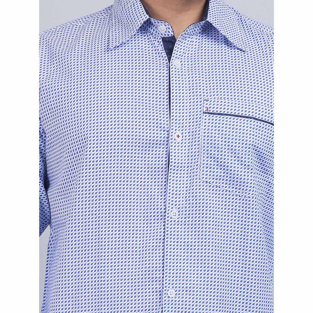 Spring Soul Blue Cotton Printed Full Sleeves Shirt