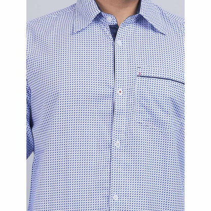 Spring Soul Blue Cotton Printed Full Sleeves Shirt