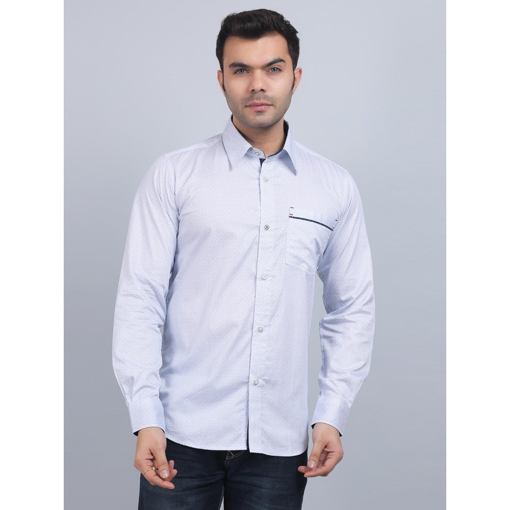 Spring Soul Blue Cotton Printed Full Sleeves Shirt