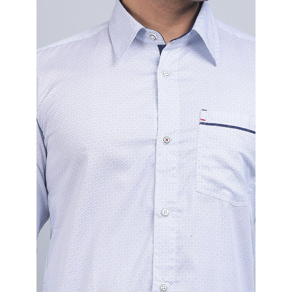 Spring Soul Blue Cotton Printed Full Sleeves Shirt