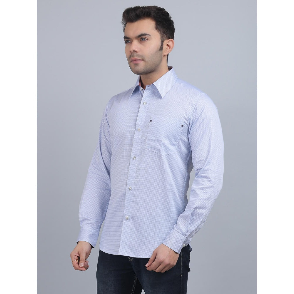 Spring Soul Blue Cotton Printed Full Sleeves Shirt