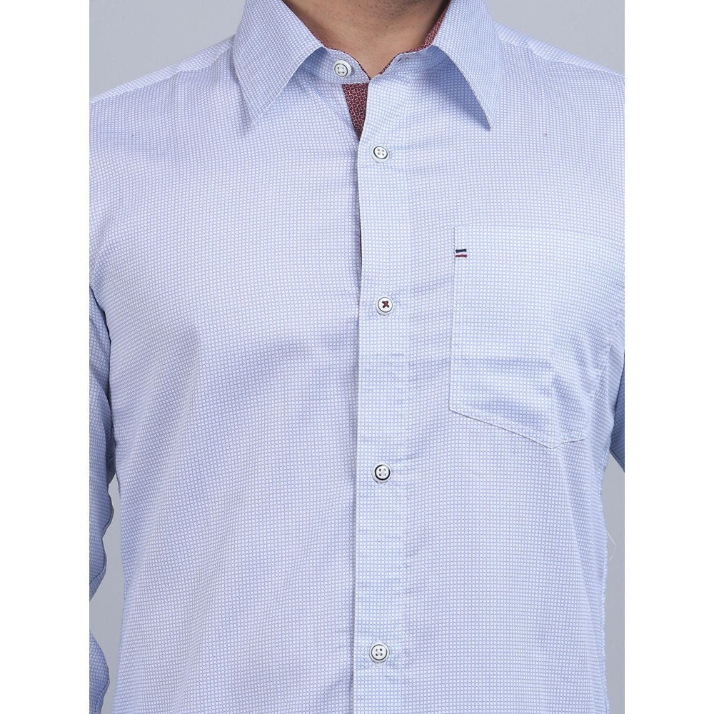 Spring Soul Blue Cotton Printed Full Sleeves Shirt