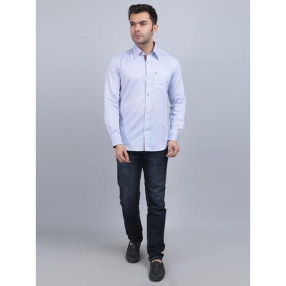 Spring Soul Blue Cotton Printed Full Sleeves Shirt