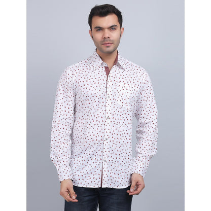 Spring Soul White Cotton Printed Full Sleeves Shirt