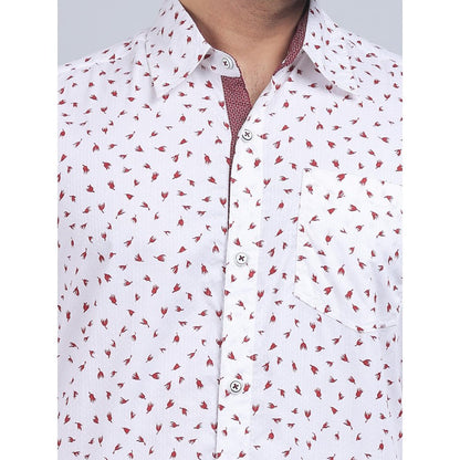Spring Soul White Cotton Printed Full Sleeves Shirt