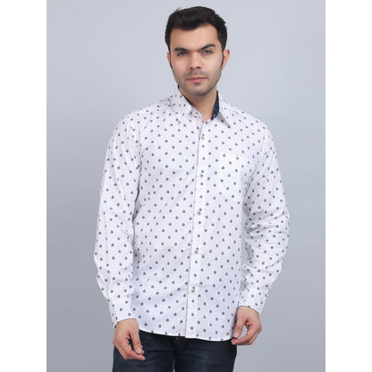 Spring Soul White Cotton Printed Full Sleeves Shirt